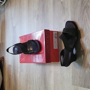 Aerosoles Brasserie heeled black sandal 7.5W